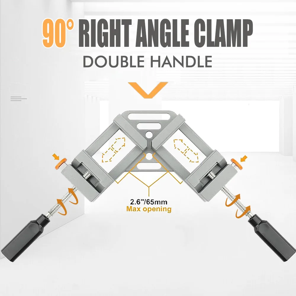 New Adjustable 90 Degree Right Angle Clamp, Aluminum Alloy Welding & Woodworking Corner Clip for Photo Frame Cabinet Workbench