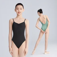 Leotardos de Ballet para niñas y mujeres, camisola con tirantes finos, leotardo de baile con espalda baja, traje de baile gimnástico con forro, mono de Ballet
