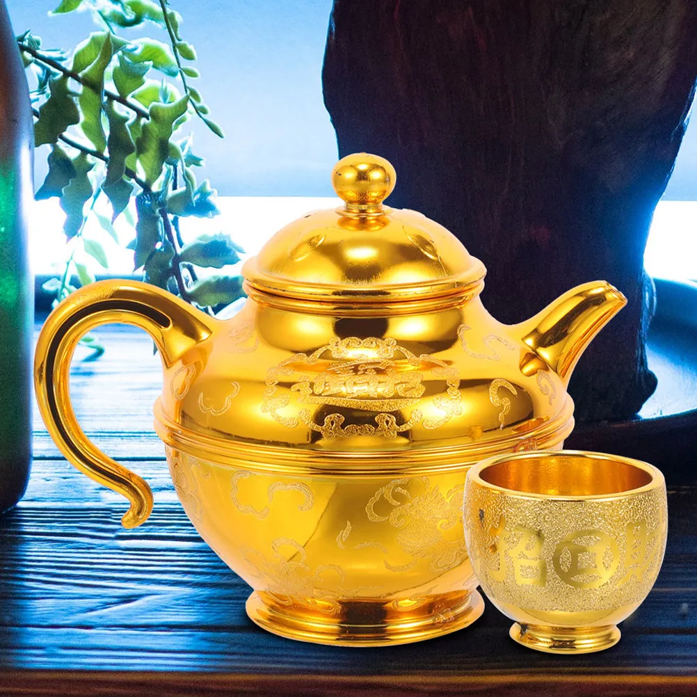 1Set Temple Offering Cup and Kettle Set for Buddha Worship Ritual Water Ceremony Classic Retro Design Sturdy Smooth Edges