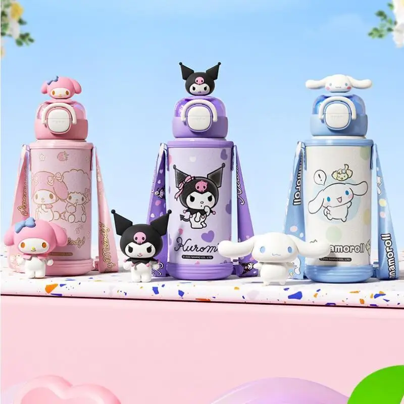 

Hot Sanrio Hello Kitty 316Sus Kettle Kawaii Anime Portable Portable Large Capacity Adjustable Cup Rope Warm and Cold Water Cup