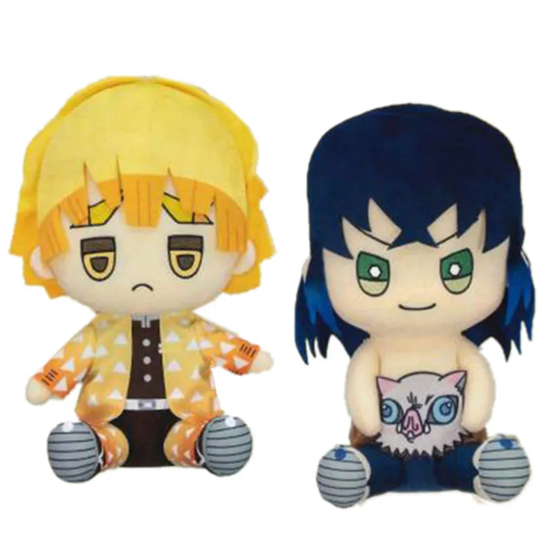 

New Original Cute Anime Demon Slayer Agatsuma Zenitsu Inosuke Hashibira Plush Kids Stuffed Toys For Children Gifts 25CM