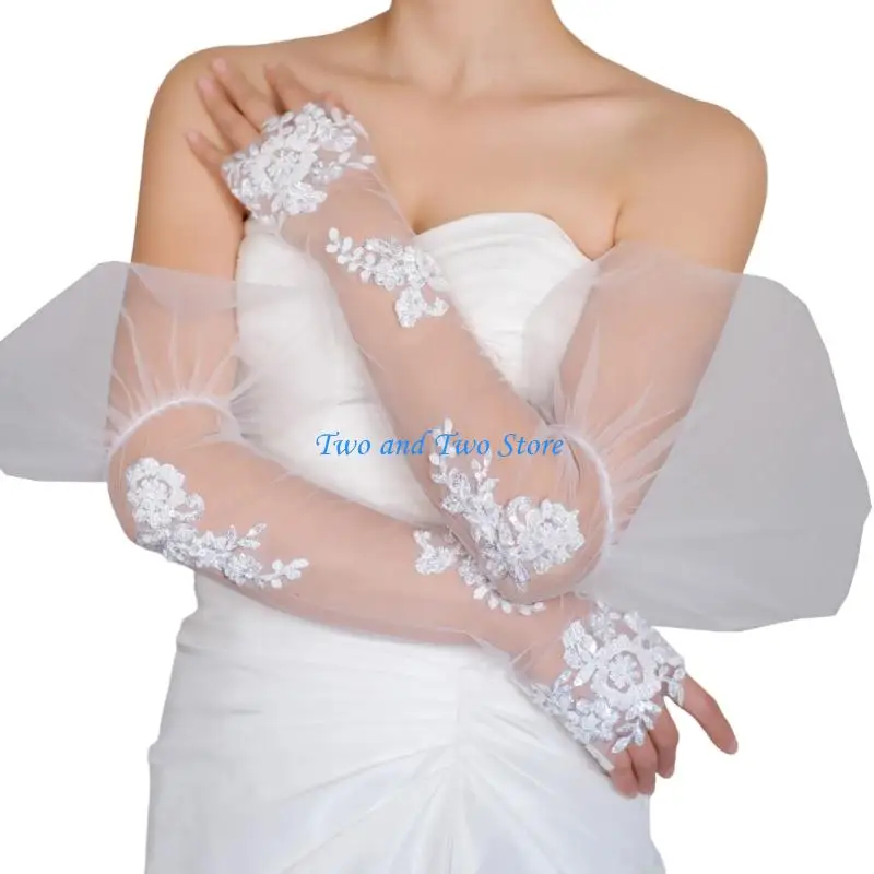 

HX6F Wedding White Gloves Wedding Concert Operas Party Costume White Gloves for Bride and Bridesmaids Lady Gloves