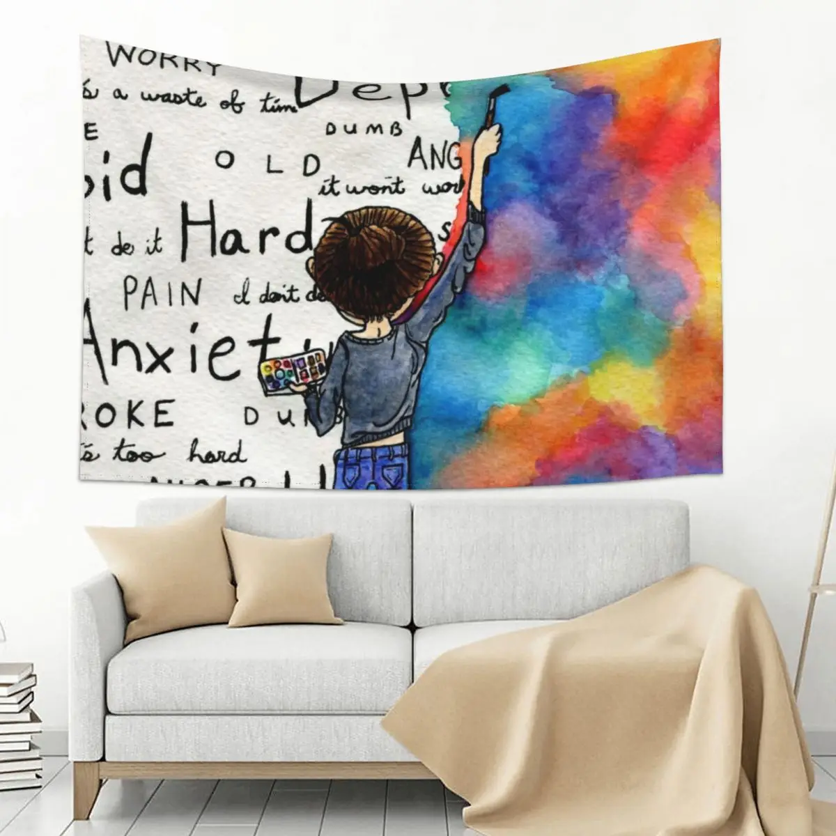 

Always Keep Fighting Watercolor Painting (2015) REVAMP Tapestry