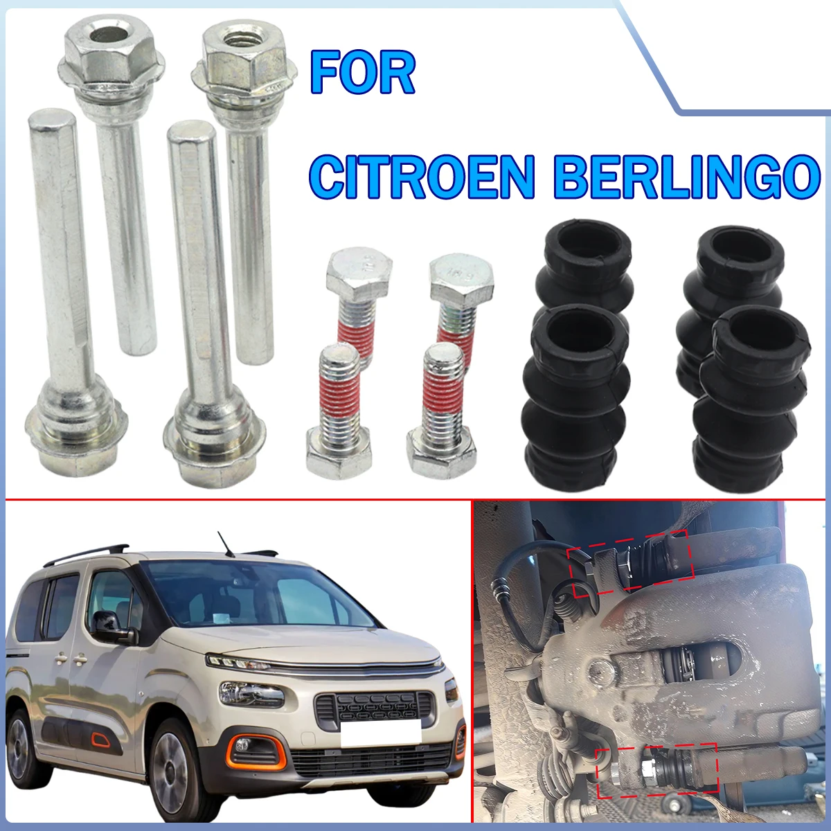 

Front Left Rear Right Brake Caliper Cylinder Slider Guide Pin For Bushing Boot Seal Rebuild Kits Car Parts For CITROEN BERLINGO