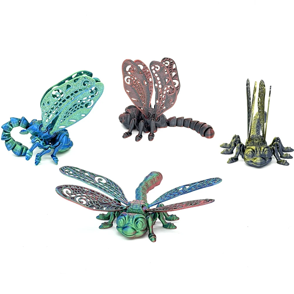 Figuras impresas en 3D de insectos, juguetes de libélulas, modelo de Múltiples articulaciones, adorno móvil, Animal decorativo, juguete de escritorio, regalos novedosos para niños