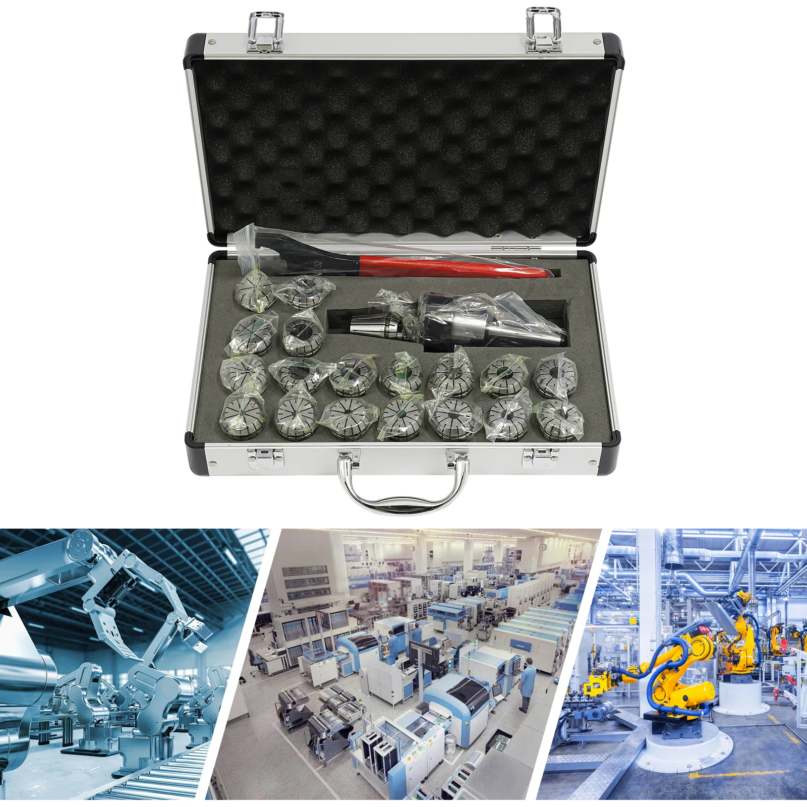 

Spring Collet Set ER32 High Precision Collet Chuck 19pcs for CNC Engraving Machine with Carrying Box
