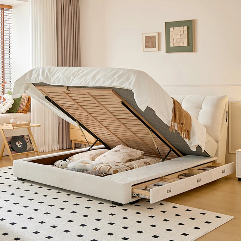 Modern Wooden Design Bed Bedroom Luxury Frame King Size Floor Bed European Simple Princess Camas De Casal Lounge Suite Furniture