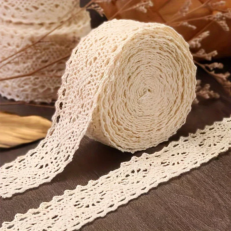 Cinta de encaje de tela Beige de 10 yardas para accesorios de ropa, cintas de lazos, cintas decorativas DIY para cajas de flores frescas