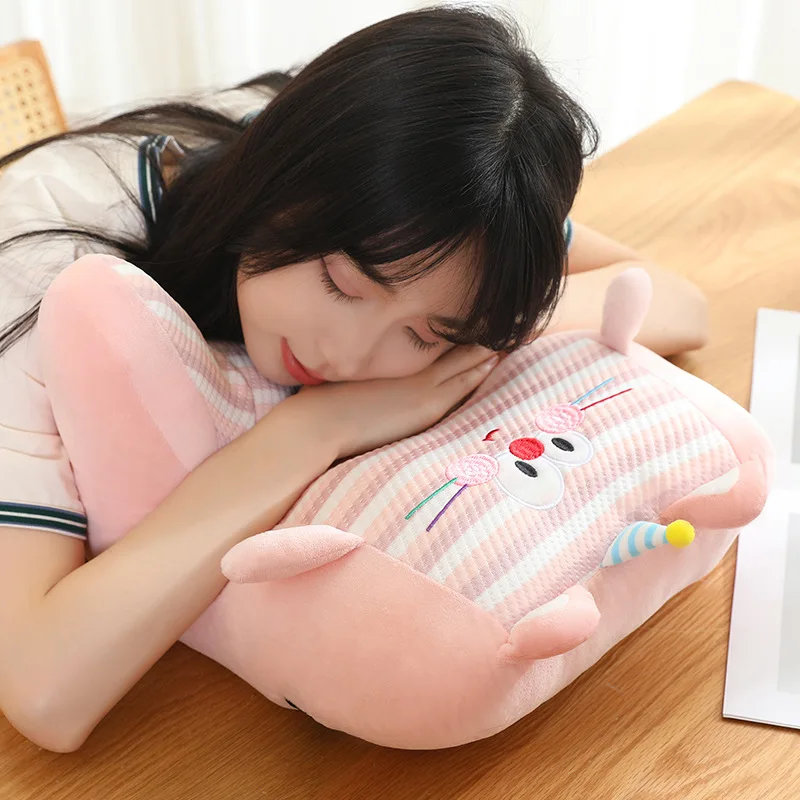Dopamine Ice Silk Soft Pillow,Multi Functional Cushion Napping Pillow,Office Dormitory Shoulder Head Neck Protection Integrated