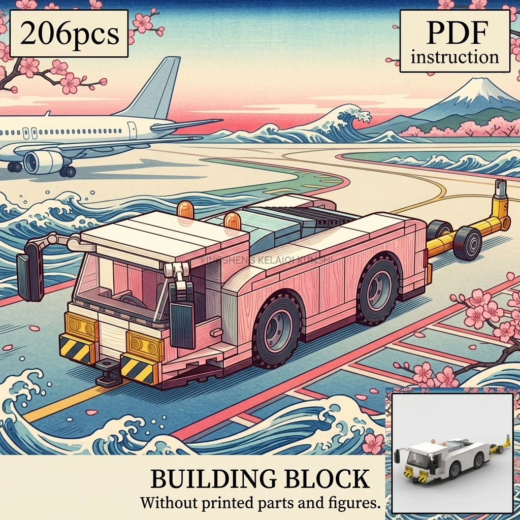 

MOC Airport Pushback Tractor Building Blocks Tug Car Aircraft Ground Support Equipment Diorama Display Adult Brick Set 206PCS