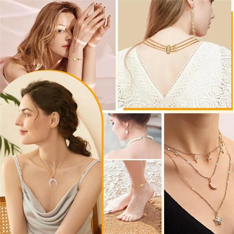 

A83F-Magnetic Jewelry Clasp Layering Clasps And Bracelet Extender Chain For Easier Wearing Jewelry