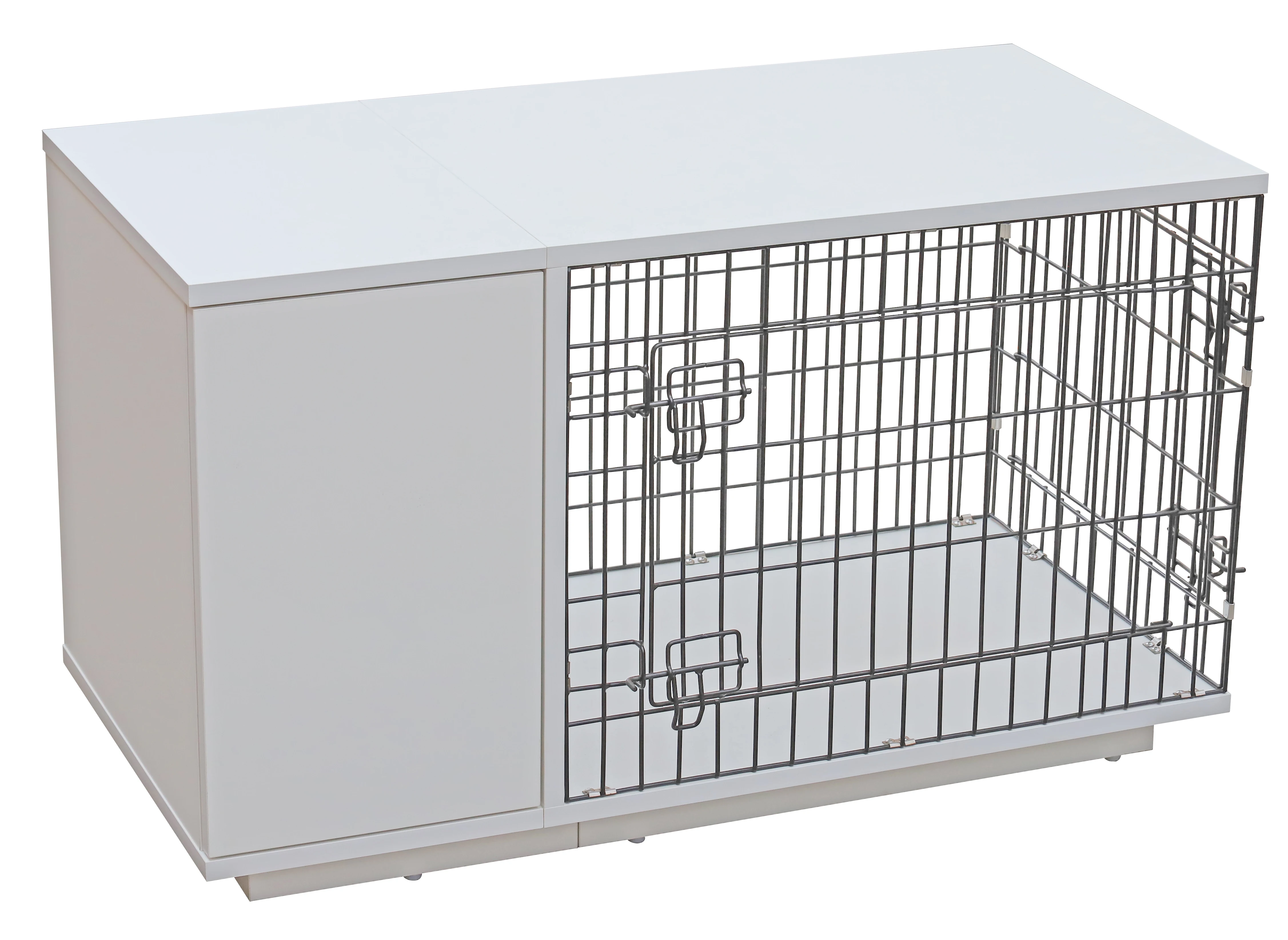 Indoor Dog Crate with a Mirror Involved Wardrobe Pet Cage Cat Cage with Storage Cabinet