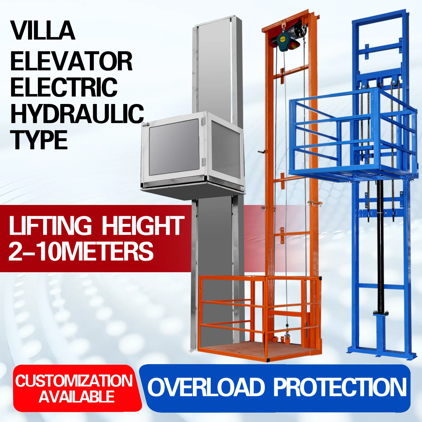 # New Industrial Warehouse Electric Vertical Rail Wire Rope Goods Lift Mini Freight Elevator 1 Ton 10m/min Steel