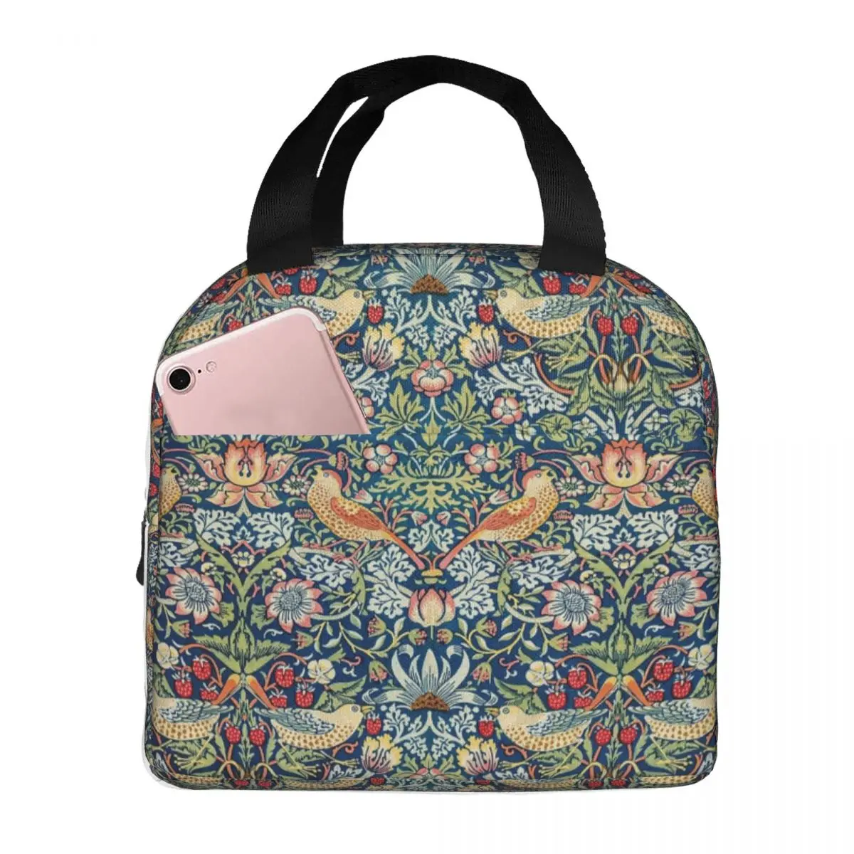 Strawberry Thief Original By William Morris Lunch Bag Bento Box Lunch Tote Picnic Bag Cooler Thermal Bag for Woman Children Work