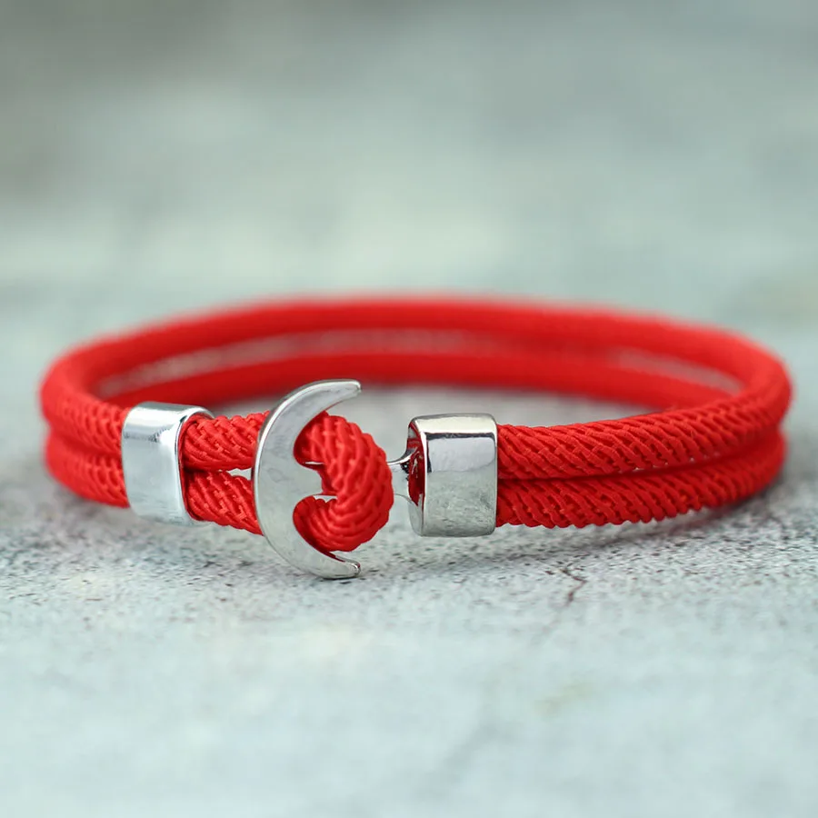 Lucky Red Thread Bracelet For Men Nautical Anchor Braslet Outdoor Camping Accessories Husband Gift Pulsera Hombre Armband Herren