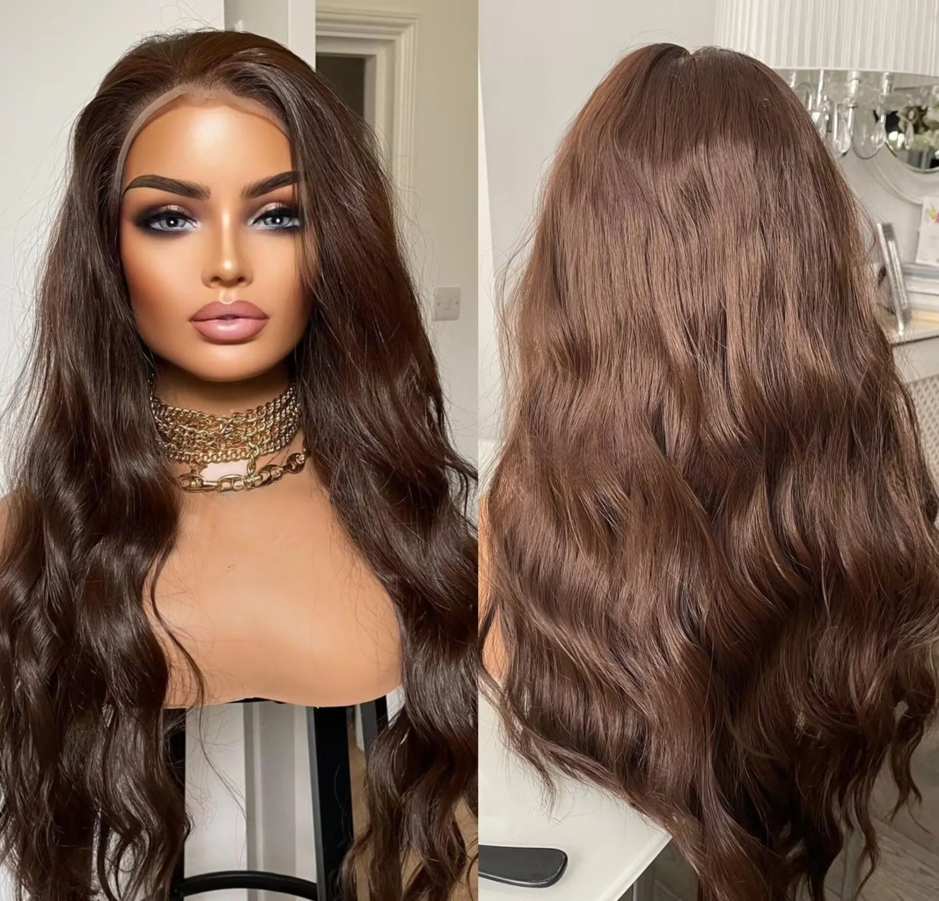 13x4 الشوكولاته البني HD الدانتيل شعر مستعار أمامي الجسم موجة الدانتيل الباروكة الأمامية الاصطناعية 30 بوصة 200 الكثافة HD شعر مستعار دانتيل كامل للنساء