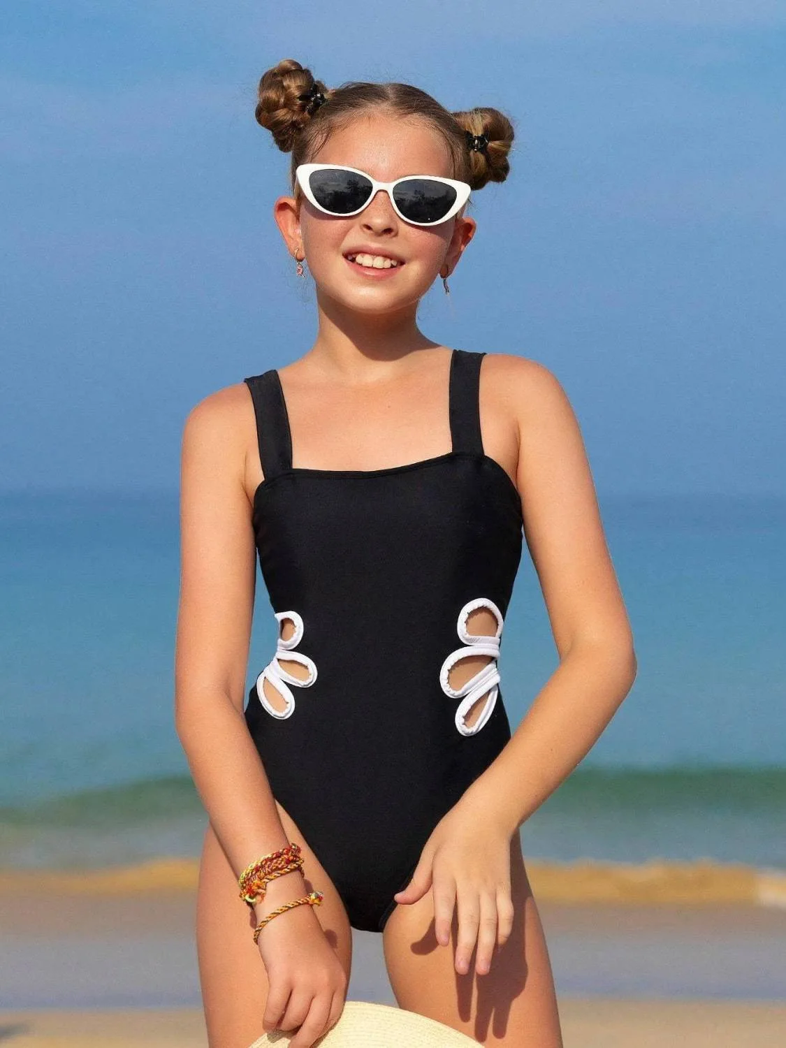 

Girls Lace-Up One Piece Swimsuit Princess Beachwear Fashion Swimwear for Age 8-12 Years New Design Assorted Colors