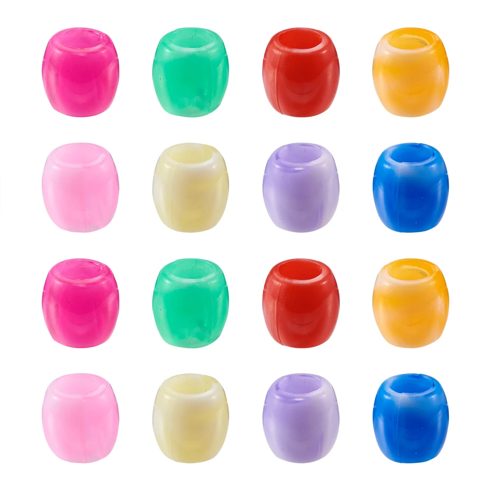 80Pcs 8 Colors Acrylic European Beads Loose Spacer Bead Large Hole Charm Bead Barrel for Jewelry Making DIY Bracelet Necklace