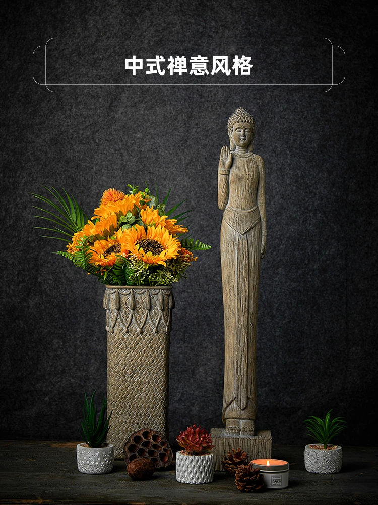 Estatua de Buda para decoración de escritorio, adornos pequeños de resina para coche, artesanía Interior creativa china, muebles para el hogar, mesa de té, sala de té