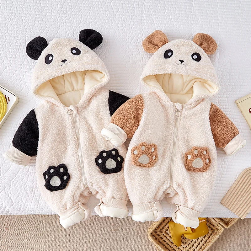 Zimowy strój niemowlęcy Thiened Fce, kombinezon z nadrukiem kreskówkowym, ciepły strój do wspinaczki na zewnątrz, kombinezon dla niemowląt