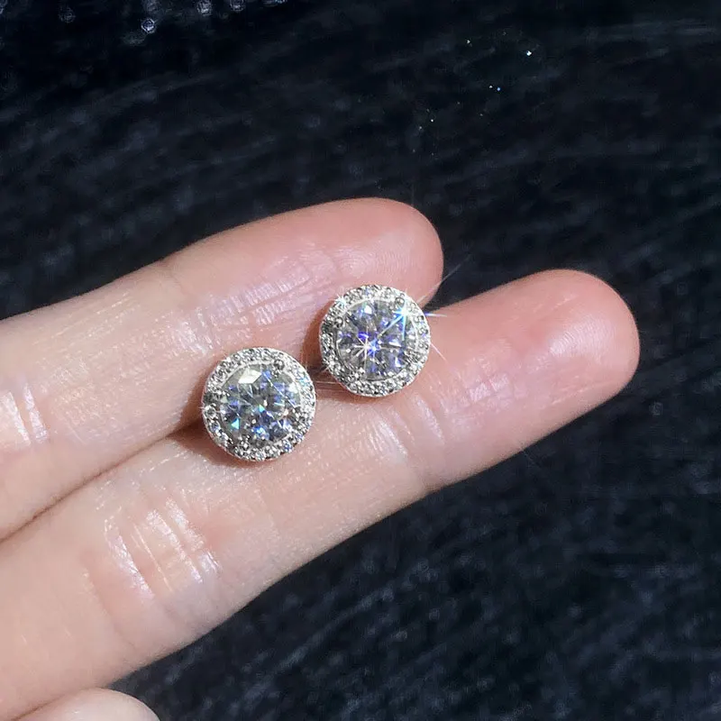 Anziw Sparkling 3mm/4mm/5mm/6.5mm Round D VVS1 Moissanite Stud Earrings for Women 14k Gold Filled Wedding Jewelry Gift Certified