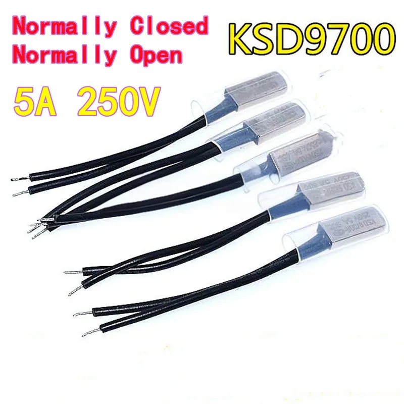 

5 шт. KSD9700 переключатель контроля температуры термозащита 5А металл NC/NO 40-150 ℃ 40/45/50/5560 ℃ Нормально закрытый Нормально открытый