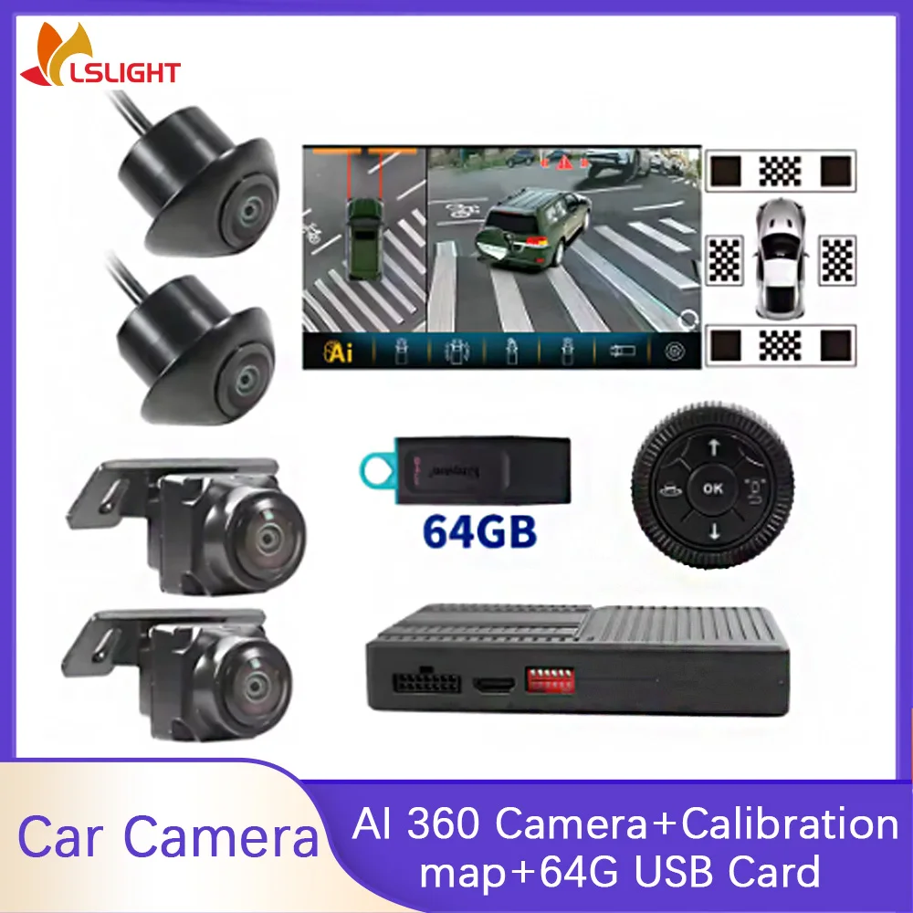 For Toyota Land Cruiser 360° Car Panoramic Camera Bird's-eye View HD 1080P Intelligent System Monitor Electronic Accessories