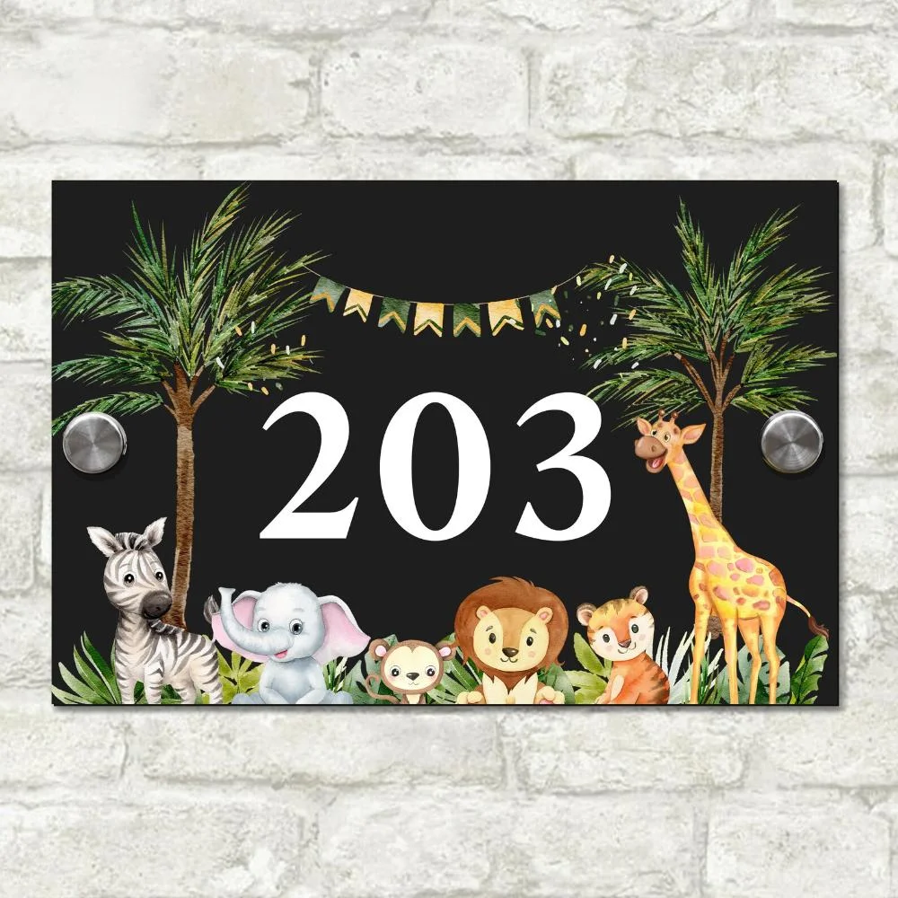 لوحة منزلية من الأكريليك مخصصة لتصميم حيوانات سفاري - علامة عنوان، طراز حديث، ديكور منزلي جديد