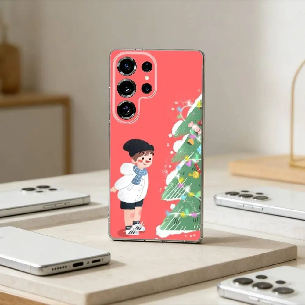 Christmas Phone Case For Samsung S25,S24,S21,S22,S23,S30,Ultra,S20,Plus,Fe,Note,10,9,5G Transparent Cover
