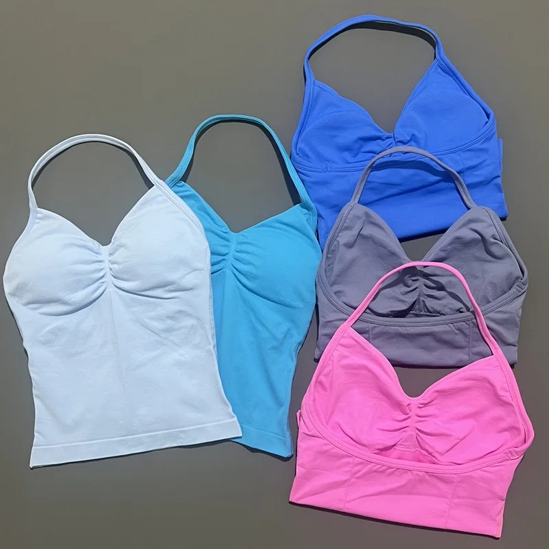 Women Solid Color Yoga Sports Tank Top Sleeveless Quick Dry Breathable Elastic Slim Fit Gym Workout Running Fitness Soft Skin