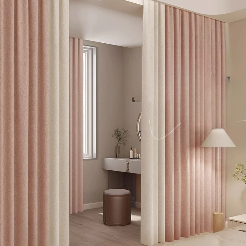 

Cotton and Linen Curtains Fully Shading Shading Bedroom Soundproofing Light Luxury Modern and Simple Girl Room Partition Curtain