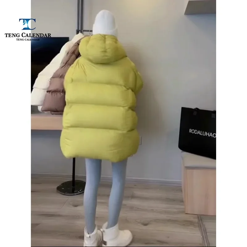 Fashionable Down Jacket, Thick and Warm Hooded 90 White Duck Down Puff Jacket, 2024 Winter Women's New Product