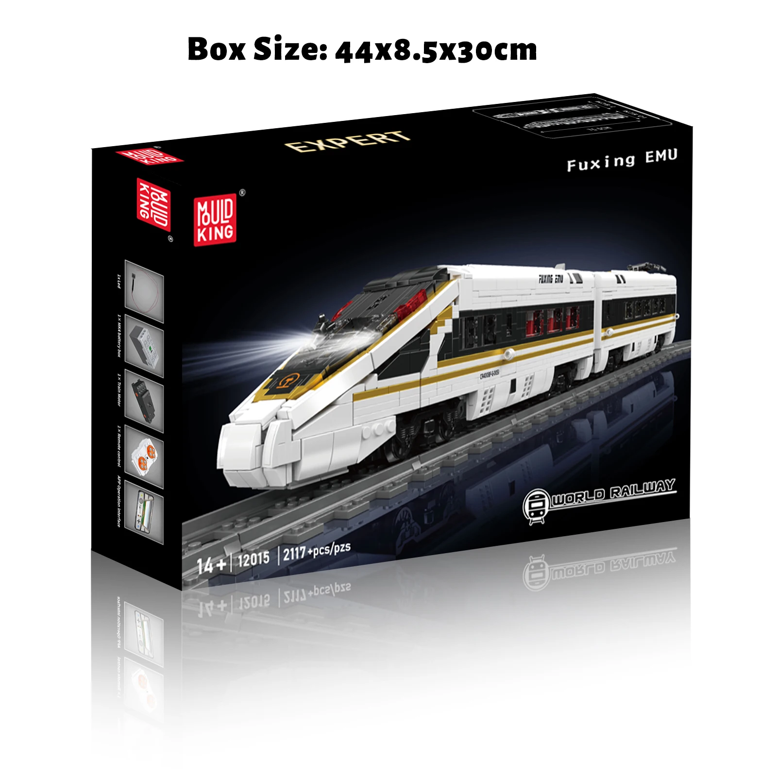 Mould King 12015復興電車ビルディングブロック世界鉄道アプリリモートコントロール高速鉄道モデルエキスパートティーン大人おもちゃギフト