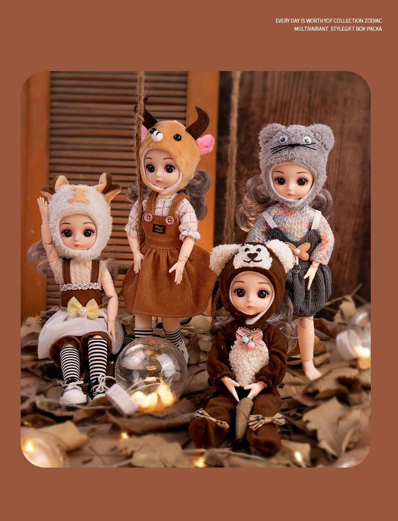 

1/6 BJD Dolls Full Set With Fashion Clothes Soft Wig Head File Body For Girl Toy Gift 12 Constellation Series