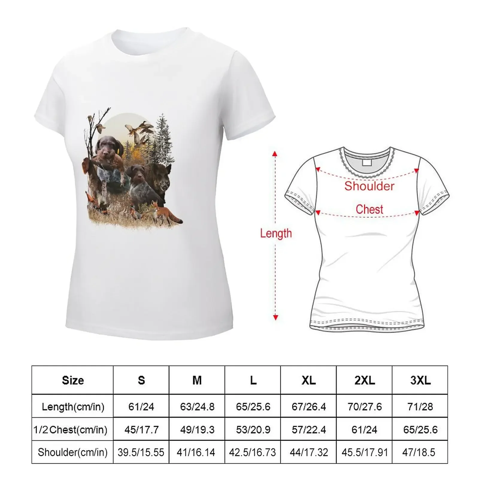 German Wirehaired Pointers , Always ready to hunt T-shirt Blouse graphics oversized Woman clothing