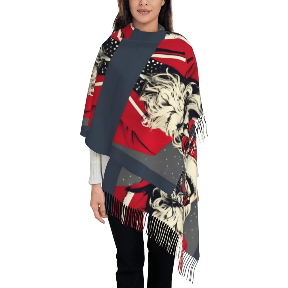 

Cute Santa Claus Print Polyester Scarf Breathable Fashion Accessory For Travel And Everyday Wear