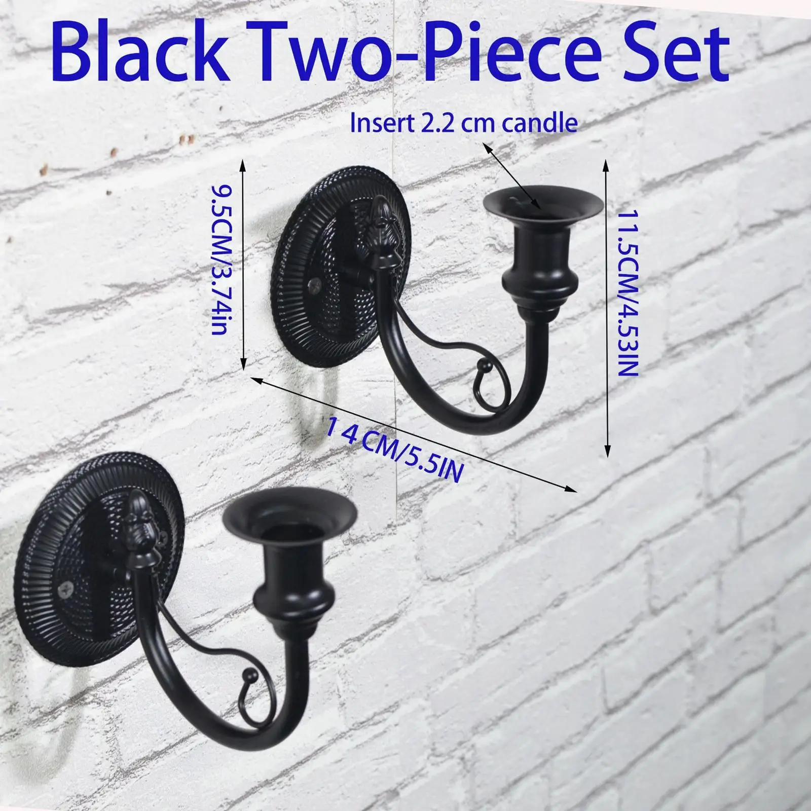 2-delige metalen wandkaarshouder, rustieke kandelaar, Frans, voor gang, woonruimte, achtergrondwanddecoratie