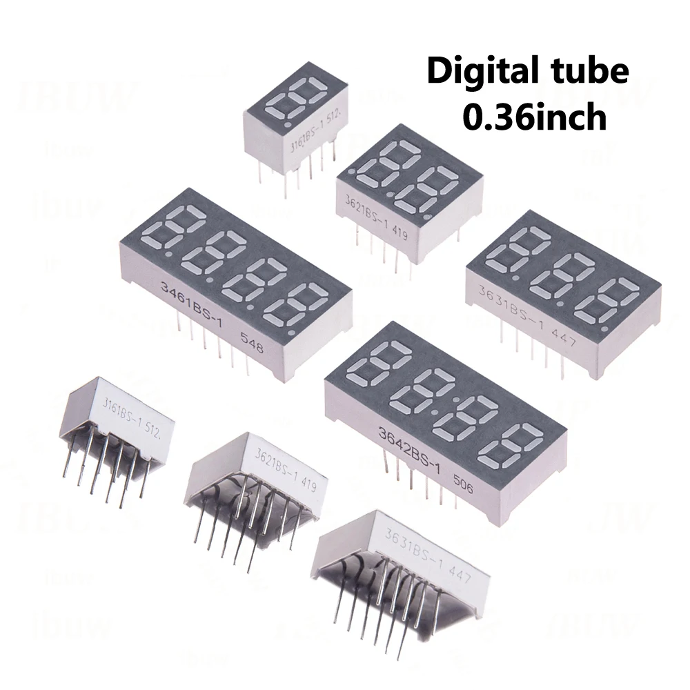 2PCS/5PCS 0.36inch Digital tube Common AnodeCathode Red 1 2 Bit digital Tube LED Display 7 segment 3 4
