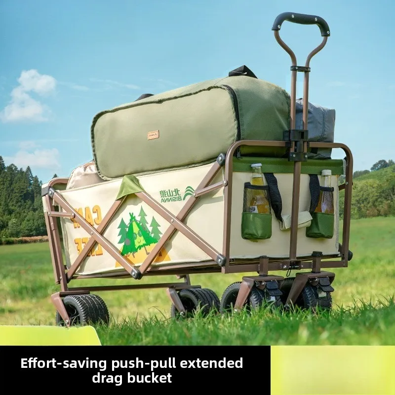 Camping Cart Foldable Outdoor Portable Hand Pulled Trolley Street Vendor Picnic Outdoor Camping Trolley Foldable Trolley