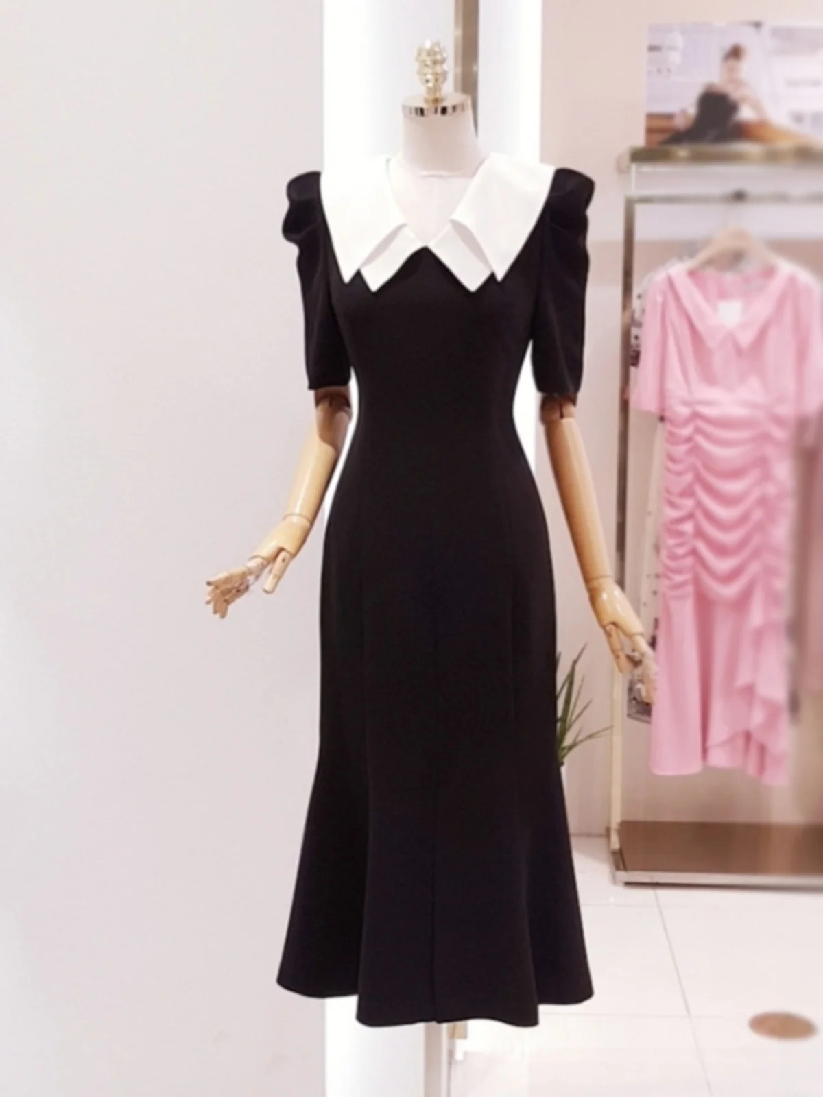 2025 صيف جديد Faion Commute طبقة مزدوجة طوق فقاعة ort Sve Ele التخسيس حورية البحر ذيل Dr منتصف طول ألف خط... #1