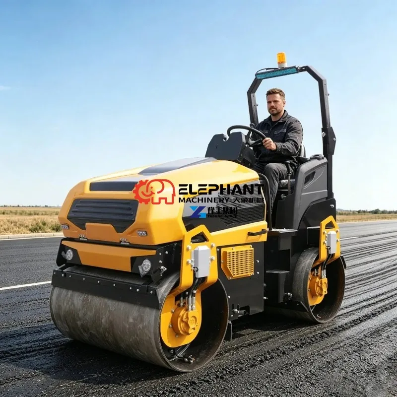 Mini Compactor Road Roller Fully Hydraulic Diesel Road Roller Ride on Double Drum Compactor Road Roller