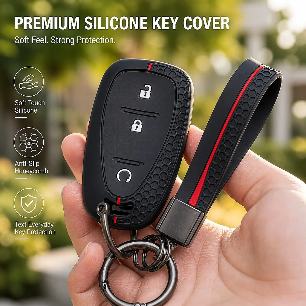 Key Fob Cover for Chevrolet Equinox Malibu XL Cruze Trax Blazer Traverse Sonic with Keychain Anti-Scratch Shockproof Soft Grip