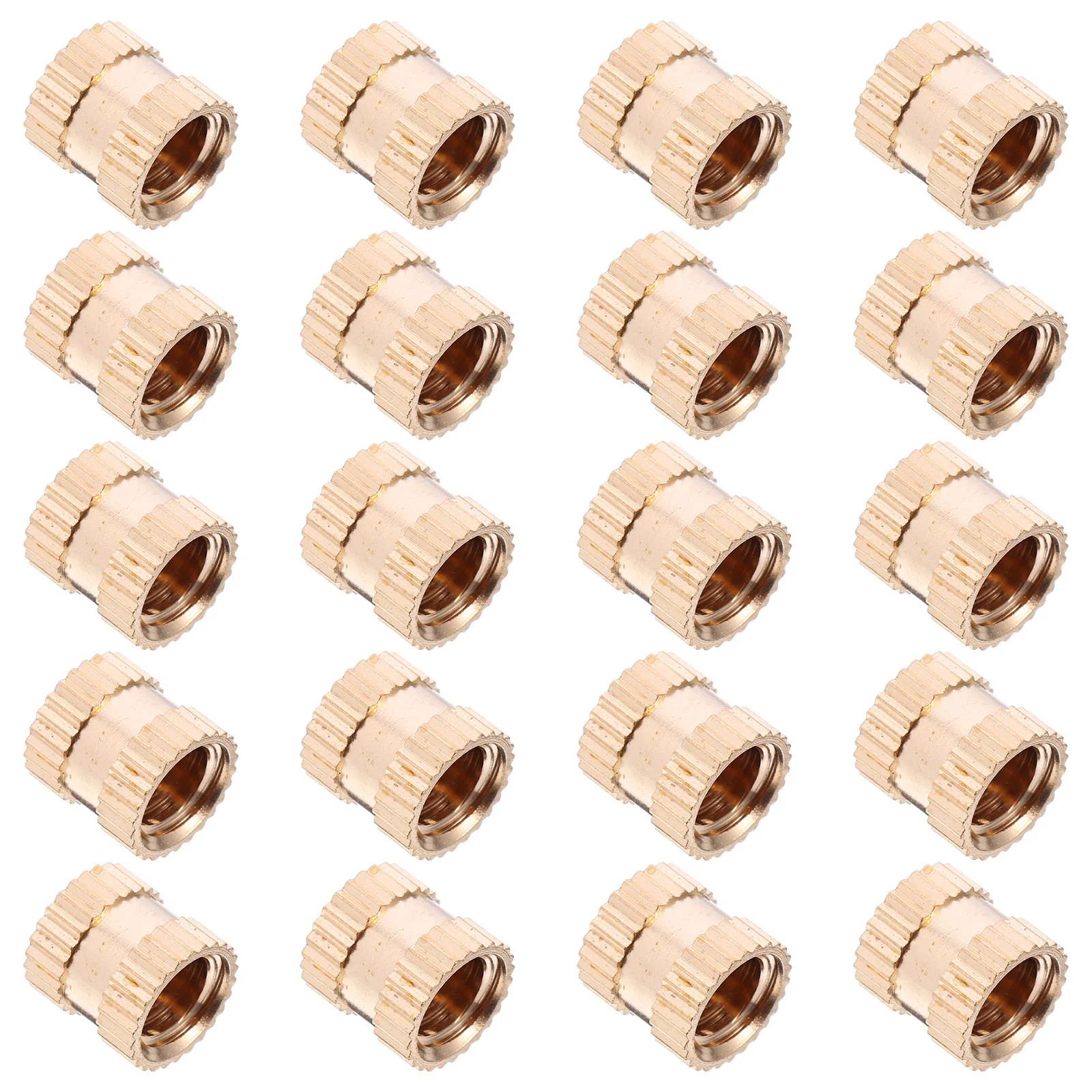 20 Pcs Knurled Nut 1/4 Inch Threaded Insert Inserts for Wood Shape Nuts Brass Golden Embedment 3D Printers