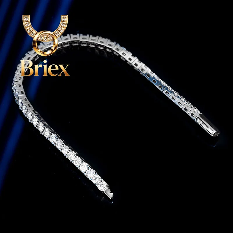 

Briex Jewelry Luxury Solid Platinum PT950 Women's Spring Buckle Design 3mm 4mm Moissanite Bracelet Tennis Bracelet