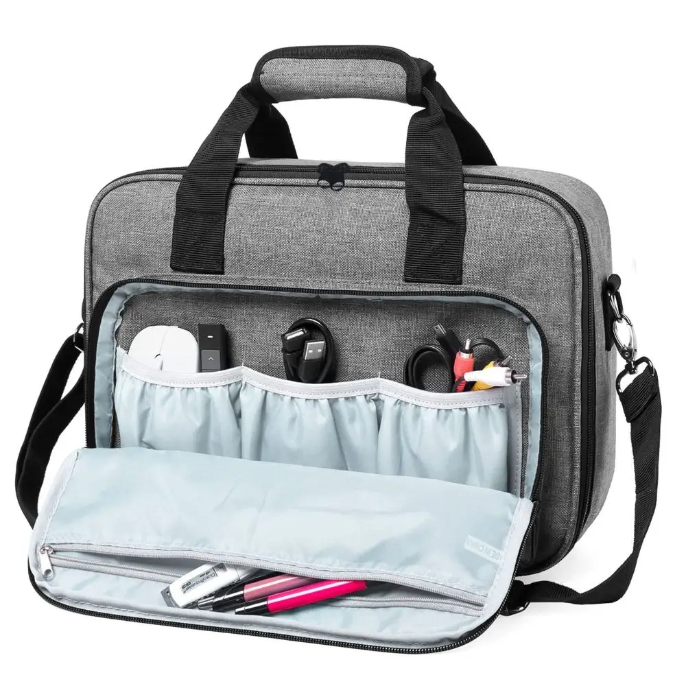 Wear Resistant Projector Case Bag Shoulder Strap Anti-fall Protective Storage Box Multi-Pockets for BenQ ViewSonic Epson