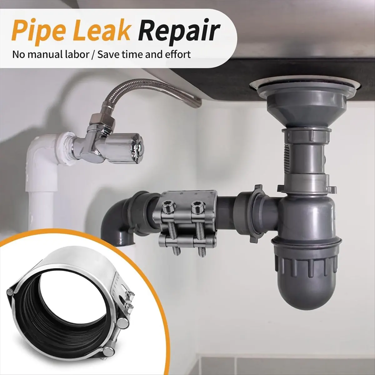 ABLG & Pipe Repair Clamp Kit- Pipe Coupling Clamp for Plastic&Metal Pipes, Emergency Duty Leak Sealer 1/2 Inch (19-22mm)