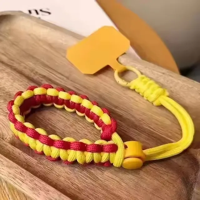 Leuke gevlochten mobiele telefoonkoord anti-verlies korte polsband hanger mode hangende riem snoepkleuren touwketting