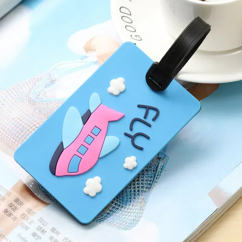 1pc Cute Cartoon Luggage Tags PVC Plane Baggage Name Tag Suitcase Bag ID Address Labels Bag Tags for Luggage Travel Accessories