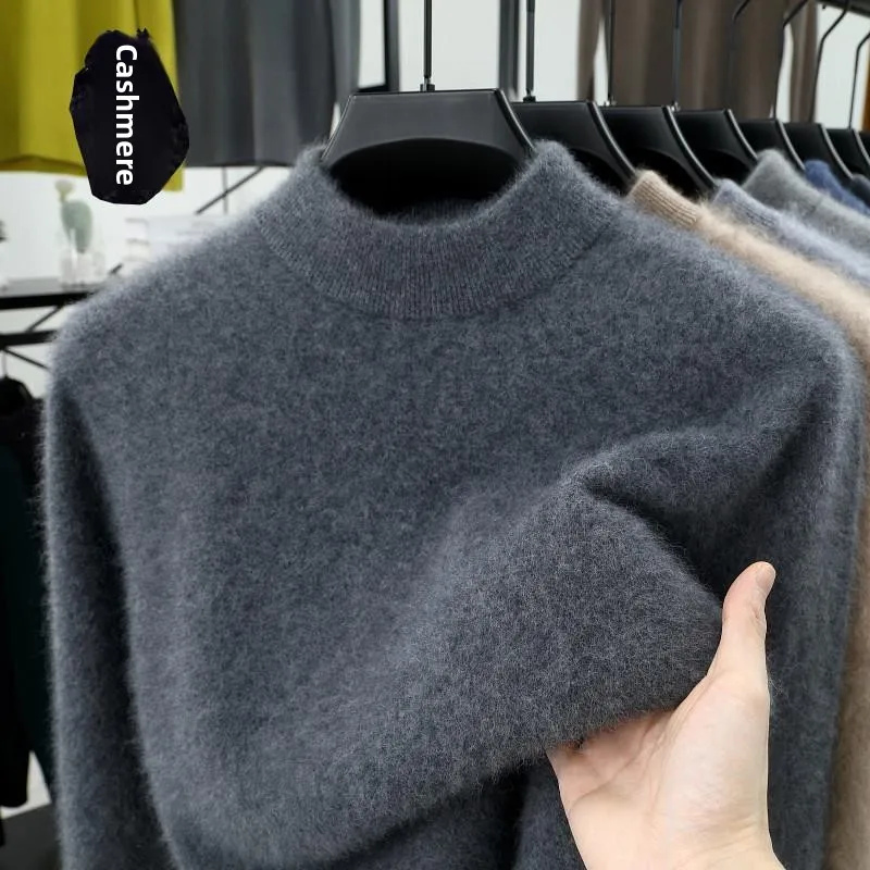 

Мужской свитер Puyuan из 100% чистой шерсти с высоким воротником, утепленный, для повседневной носки, теплый шерстяной базовый слой