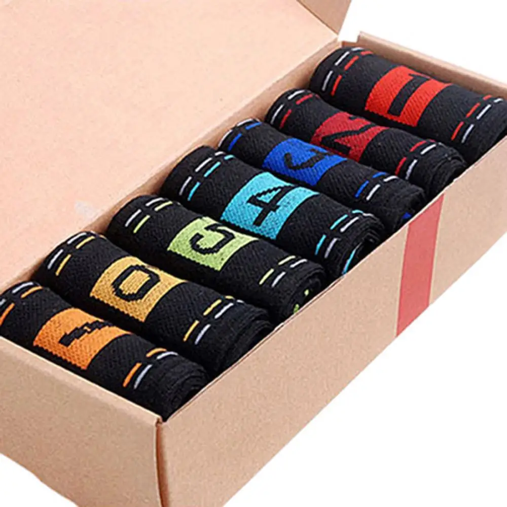 7 Pairs Men Socks Breathable Winter Cotton 7 Days 1 Week Comfortable Unisex Summer Ankle Socks Gift Box